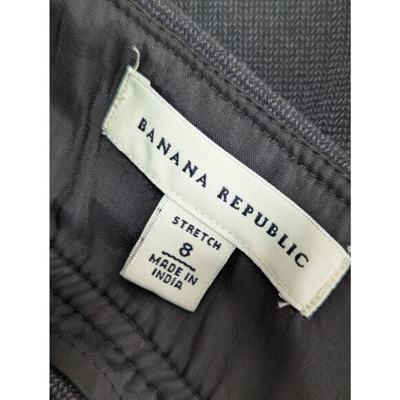 NWOT! BANANA REPUBLIC! BLUE & BLACK MICRO- PINPONT PLAID STRETCH SKIRT! SZ 8 - Picture 3 of 7